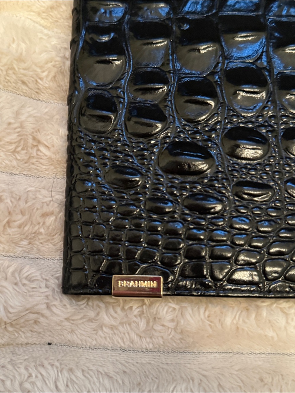Brahmin Black Croc-Embossed Leather Folio/ journal cover with Logo Plaque - Picture 2 of 4